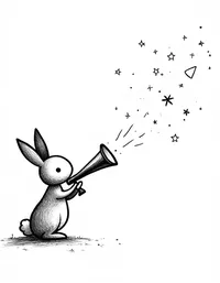 bunny looking at stars through a telescope