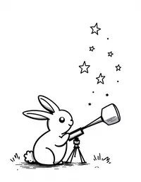 bunny looking at stars through a telescope