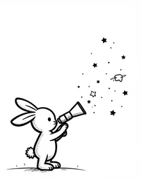 bunny looking at stars through a telescope