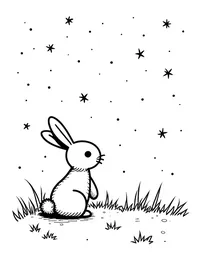 bunny painting stars on a clear night sky