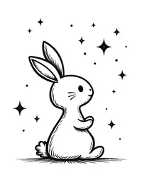 bunny painting stars on a clear night sky