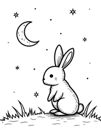 bunny painting stars on a clear night sky