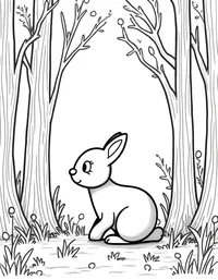 bunny playing hide-and-seek in a forest coloring pages