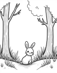 bunny playing hide-and-seek in a forest