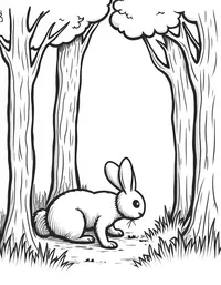 bunny playing hide-and-seek in a forest