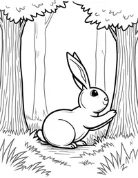 bunny playing hide-and-seek in a forest