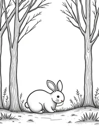 bunny playing hide-and-seek in a forest