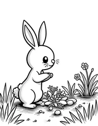 bunny tending a vegetable patch in a sunny field