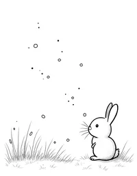 bunny watching fireflies light up the evening coloring pages