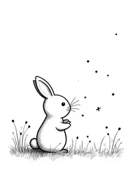 bunny watching fireflies light up the evening