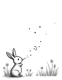 bunny watching fireflies light up the evening