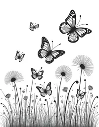 butterfly dances among colorful butterflies coloring pages
