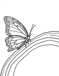 butterfly flies alongside a rainbow coloring pages