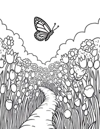 butterfly flies through a garden maze coloring pages