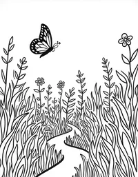 butterfly flies through a garden maze