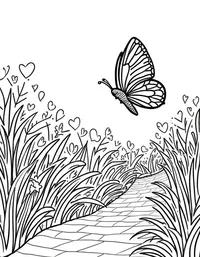 butterfly flies through a garden maze