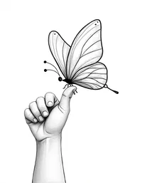 butterfly lands on a child's finger