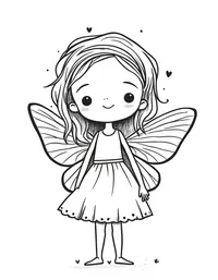 Simple and Easy fairy coloring pages