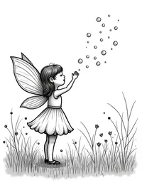 fairy blowing bubbles in a sunlit glade