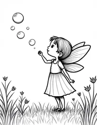 fairy blowing bubbles in a sunlit glade