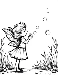 fairy blowing bubbles in a sunlit glade