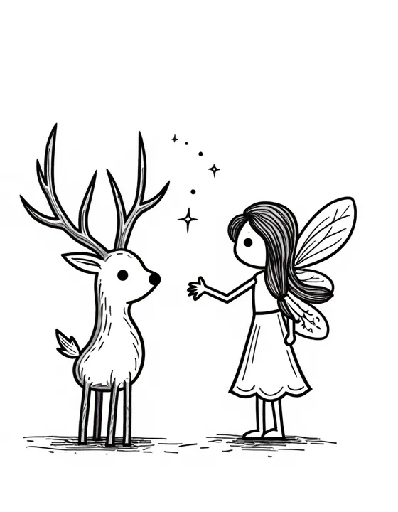 fairy casting spells to heal a wounded stag