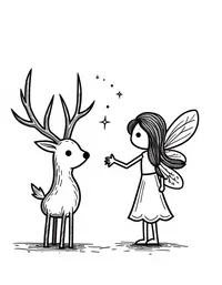 fairy casting spells to heal a wounded stag coloring pages