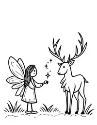 fairy casting spells to heal a wounded stag