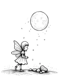 fairy collecting moonstones by the light of a full moon