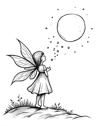 fairy collecting moonstones by the light of a full moon
