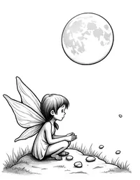 fairy collecting moonstones by the light of a full moon