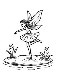 fairy dancing on a lily pad in a pond