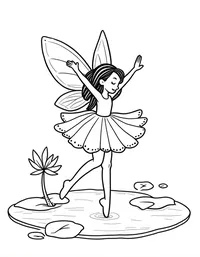 fairy dancing on a lily pad in a pond