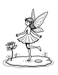 fairy dancing on a lily pad in a pond