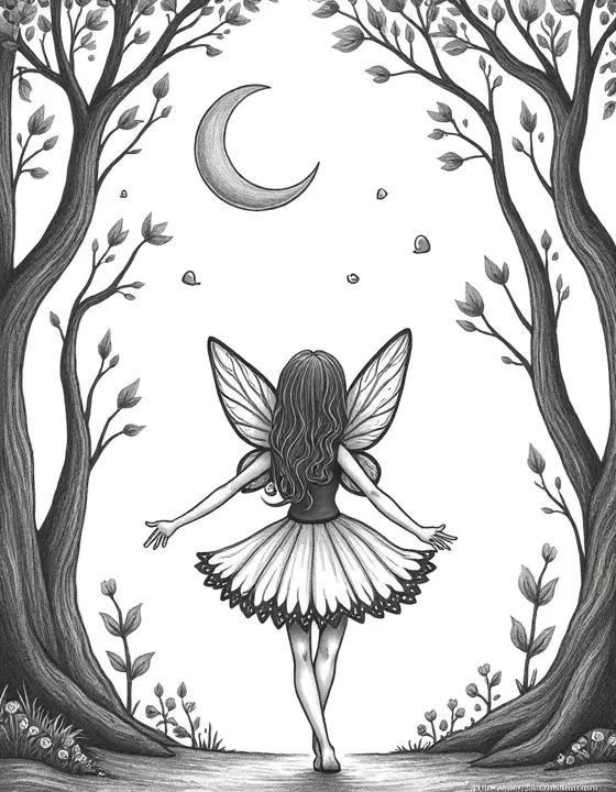 fairy dancing under moonlight in a enchanted forest