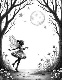 fairy dancing under moonlight in a enchanted forest