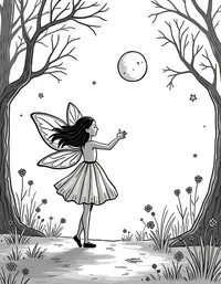 fairy dancing under moonlight in a enchanted forest