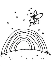 fairy floating above a rainbow after a storm coloring pages