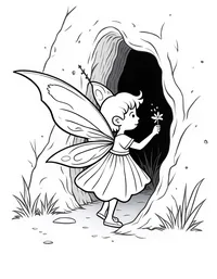 fairy illuminating a dark cave with her wand