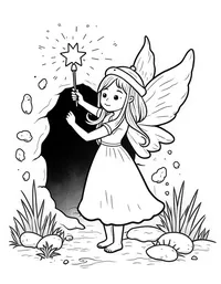 fairy illuminating a dark cave with her wand