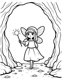 fairy illuminating a dark cave with her wand