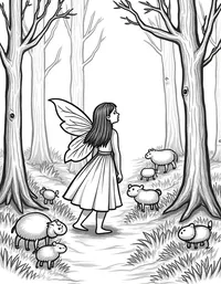 fairy leading a procession of woodland creatures through a dense forest