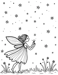 fairy weaving a tapestry of stars in the night sky coloring pages