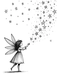 fairy weaving a tapestry of stars in the night sky