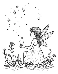 fairy weaving a tapestry of stars in the night sky
