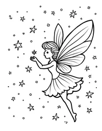 fairy weaving a tapestry of stars in the night sky