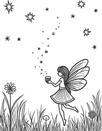 fairy weaving a tapestry of stars in the night sky
