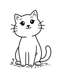 Simple and Easy  kitten coloring pages