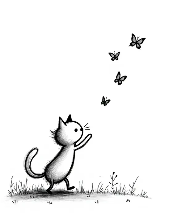 kitten chasing butterflies