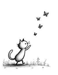 kitten chasing butterflies coloring pages